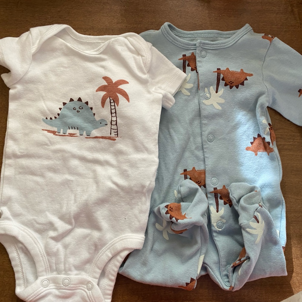Dinosaur set (Onesie and Footed Sleeper) 3 month